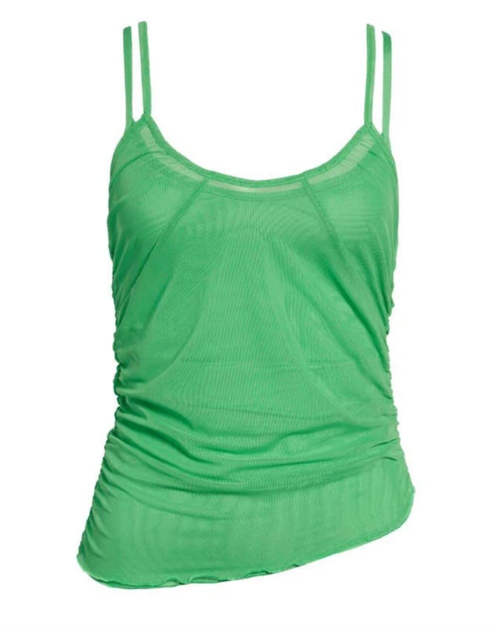 Topshop Mesh Strappy Layered Cami Top Size S Lime Green Spaghetti Strap Stretchy